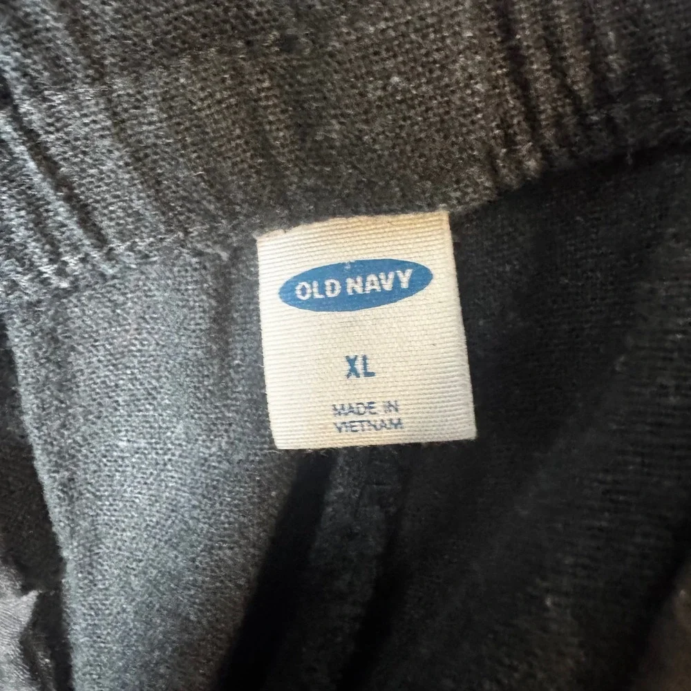 Old Navy Mens XL Black Linen Blend Drawstring Elastic Waist Jogger Pants Casual